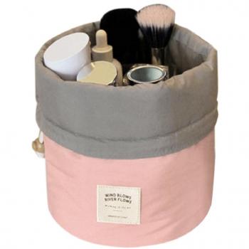 Reisetasche für Pflegeprodukte – Runder Waschbeutel in Rosa