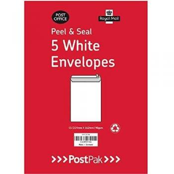 Envelopes C5 Peel & Seal White 90Gsm (Pack of 5)