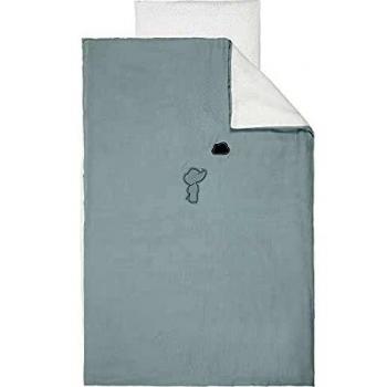 Nattou Parure de Lit en 100% Coton (Mousseline), Éléphant Axel, Housse de Couette 180 x 100 cm, Taie d'Oreiller 40 x 60 cm, Luna et Axel, Vert/Blanc