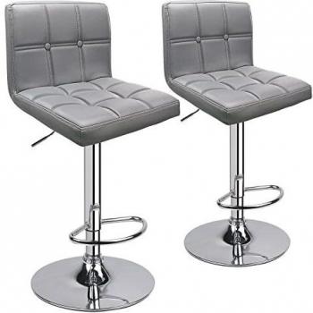 Leader Accessories Bar Stools Set of 2, Height Adjustable and Foldable Bar Chairs with Wheels for Kitchen Island Counter, PU