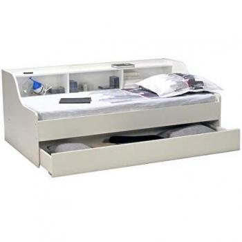 Lit BLANCA avec rangements 90x190 cm + tiroir blanc