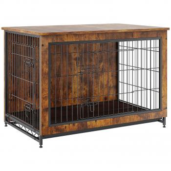 VEVOR 38 inch Rustic Dog Crate with Multi-Purpose Tray, Wooden Dog Kennel
