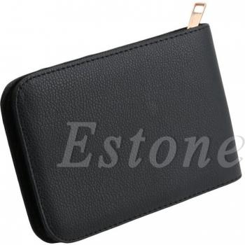 Faux Leather Case for 12 Fountain and Roller Pens with Zipper