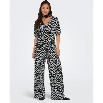 JDY Relaxed Fit Zebra Print Plisse Trousers