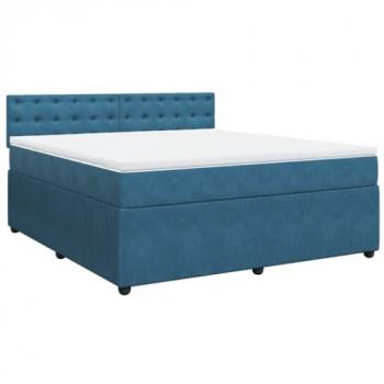 VidaXL Boxspringbett 180x200 cm Blau mit Matratze aus Samt
