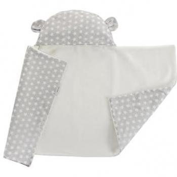 Manta Capucha Reversible Estrellas Grises 90x66 cm Creaciones Llopis