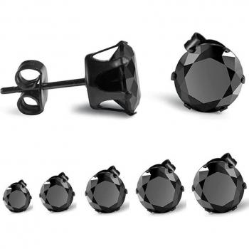 Pendientes de tuerca de acero inoxidable con CZ para hombre y mujer, joyería, 1 par, disponibles en 3/4/5/6/7/8mm