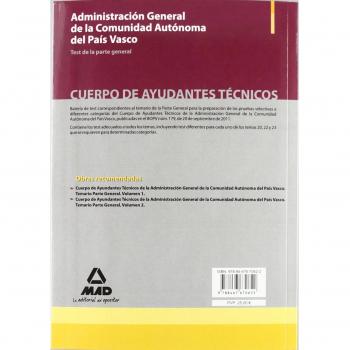 Cuerpo De Ayudantes Técnicos De La Administración General De La Comunidad Autónoma Del País Vasco. Test De La Parte General