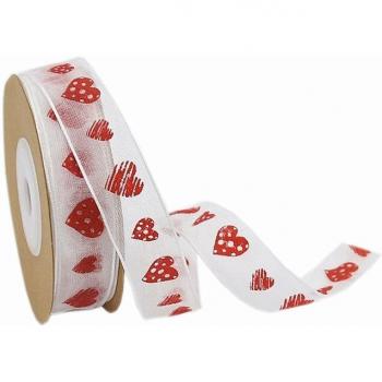10m Heart Design Ribbon for Crafting & Floral Arrangements