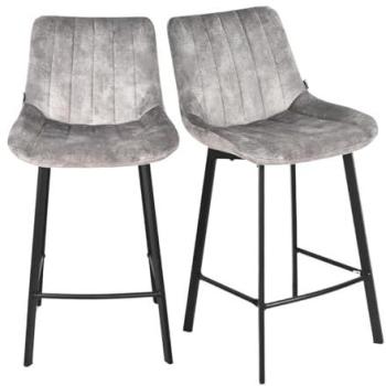 Tabourets de Bar en Velours Gris Clair