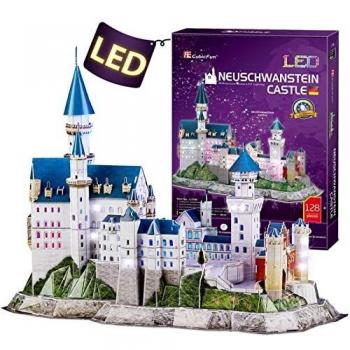 Regalo 3D Neuschwanstein Castello Cubico con LED