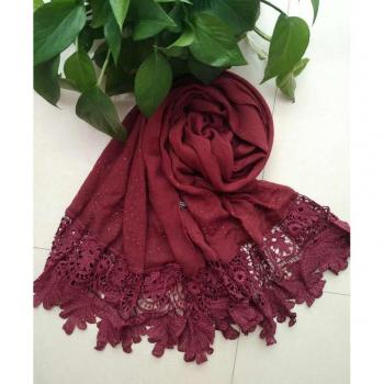 Chal Hijab de Algodón con Encaje