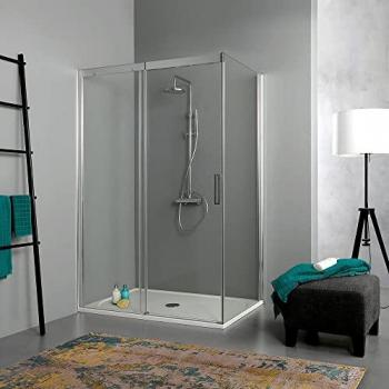 KIAMAMI Ducha 140×80: Puerta Deslizante y Pared Fija de Lujo