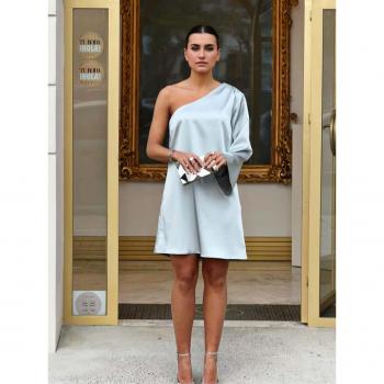Robe Mode Asymétrique S/M Gris Perle