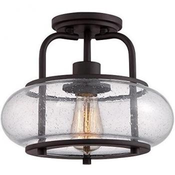 Trilogy 1 Light Small Semi Flush Ceiling Light Old Bronze, E27