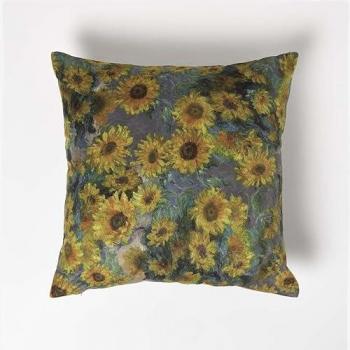 Homescapes Van Gogh Sunflowers Yellow Velvet Cushion 46 x 46 cm