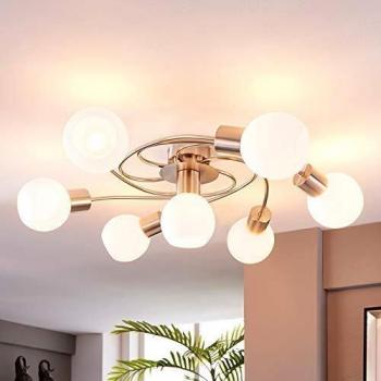 Ceiling light 'Ciala' from Lindby, dimmable, modern design, 7 bulbs (E14), white and glass