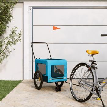 Pet Bike Trailer with Oxford Fabric and Iron, by vidaXL, in Blue and Black
