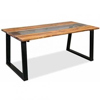 Mesa da pranzo Acacia e vetro 180x90x75 cm
