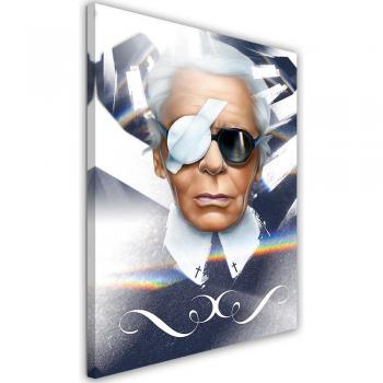 Peinture sur Toile : Karl Lagerfeld 40x60 (Bleu)