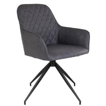 Fauteuil Design KARBO Pivotant en Simili Gris Foncé et Acier