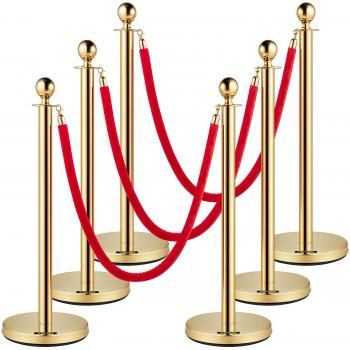 Set de 6 postes de control de multitudes con cuerdas de terciopelo