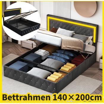 Cama Elegancia Terciopelo 140x200 + Cabecero con Hebilla y Almacén