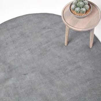Plain Grey Hand Tufted Round Rug