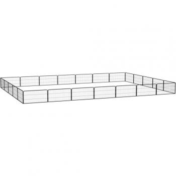 Jaula perros 24 paneles acero recubierto polvo negro 100x50 cm Vidaxl Negro