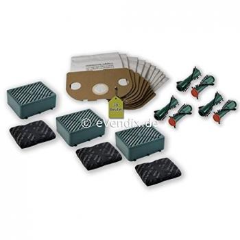 Vorwerk Filterset für Tiger / Kobold 251 252: 30 Staubsaugerbeutel + 3 Aktivfilter + 3 Geruchsfilter + 6 Rundbürsten