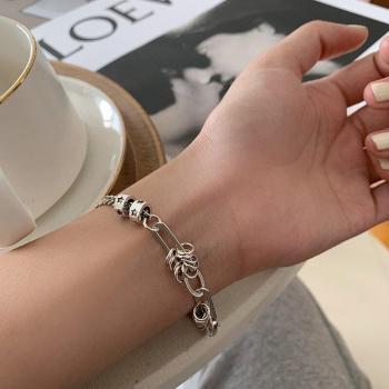 Pulsera de Mujer en Plata de Ley 925, Diseño Vintage Corazón Geométrico S-B465