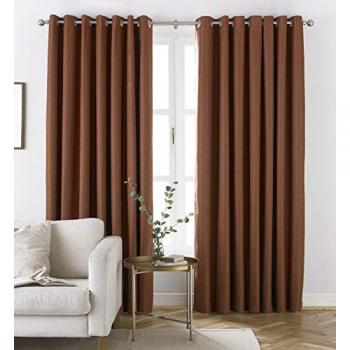 Furn. Moon Herringbone Blackout Eyelet Curtains in Burnt Orange