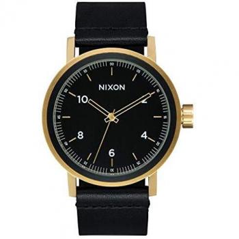 Lederarmband Analogquarz Uhr Herren Nixon A1194 – Schwarz & Gold