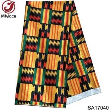 Digital Satin Fabric with Nigerian Wax Print SA17041