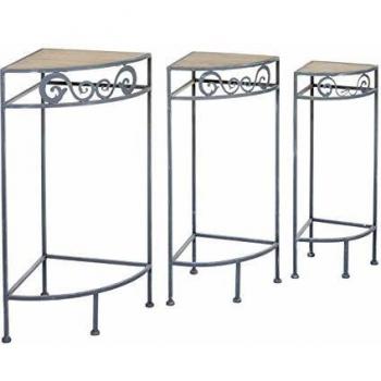 Ensemble de 3 étagères d'angle en métal gris