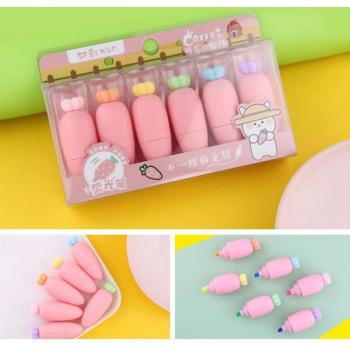 Paquete de 6 marcadores de color caramelo con punta inclinada