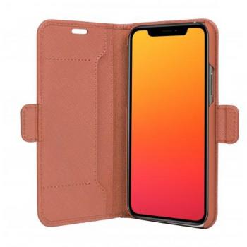 Élégance Milanienne – Étui en cuir Saffiano couleur rose rouillée (iPhone 11)