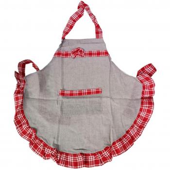 Red Taupe Retro Linen Apron – Les Trésors De Lily R7704, Belle Époque, 70 × 68 cm
