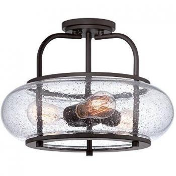 Trilogy 3 Light Medium Semi Flush Ceiling Light Old Bronze, E27