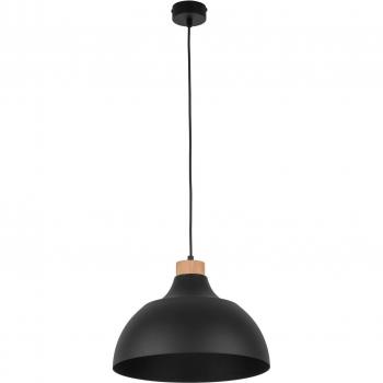 Lampada a sospensione Envostar Kaitt, dettaglio in legno, colore nero, diametro 34 cm