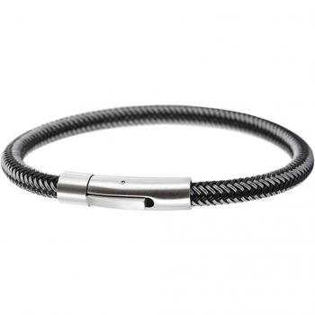 Steel Gray Peaceful Style Men's Wrist Band – 21 cm, 6 mm (Les Trésors De Lily)