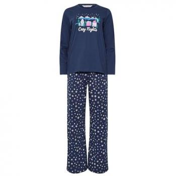 M & Co Ensemble de Nuit Douillette à Manches Longues et Pantalon Large