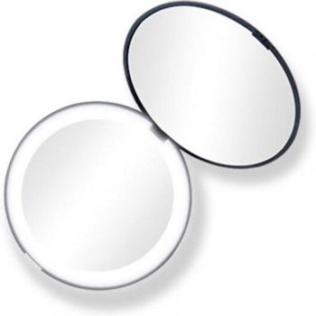 Portable 10x LED Makeup Mirror with Foldable PU Cover