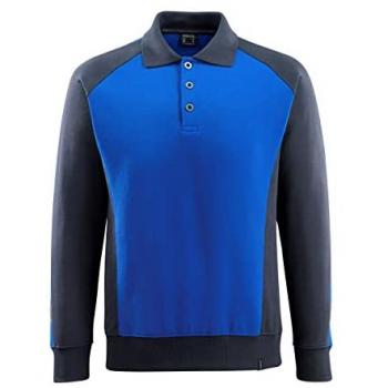Magdeburg Unique Polo-Sweatshirt langarm 50610 Gr. M kornblau/schwarzblau