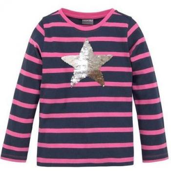 Langärmliges Kindershirt in Marine, Pink & Gestreift – KIDSWORLD