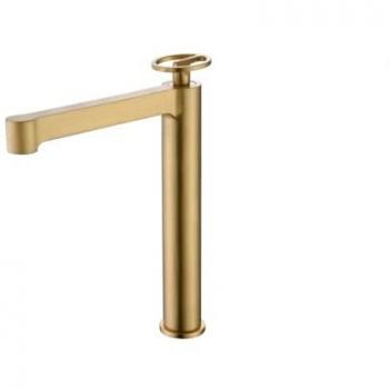 Rubinetto per lavabo alto in ottone color oro spazzolato