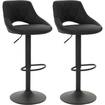 Hhg – Ensemble 2 tabourets bar 920 – chaise de comptoir, repose-pieds tournant, similicuir métallique noir