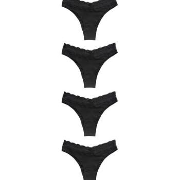 Culottes en coton noir à taille haute en dentelle