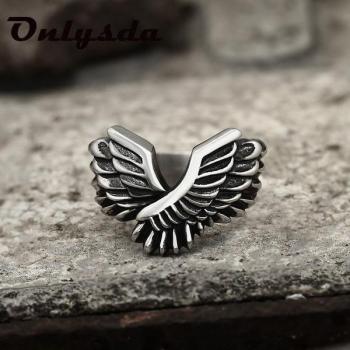 Edelstahl Ring mit Engel Flügel Design für Männer