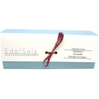 EdelSalz Gewürze Set 3 x 100g Halitsalz handgefertigt (Basilikum, Koriander, Estragon & Ingwer)